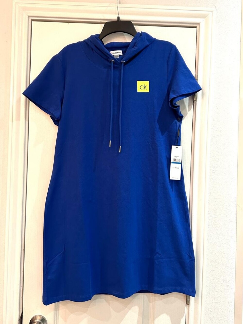 NWT Calvin Klein Royal Blue Hooded T-Shirt Dress - Picture 2 of 9